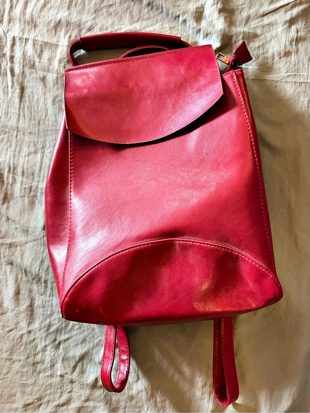 Red Faux Leather Backpack and Purse